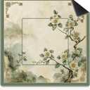 Vintage Green Chinoiserie Floral Mahjong Mat for Table 31.5x31.5, Mahjong Gifts for Women, Retro Oriental Asian Blossom Anti-Slip Table Cover Tablecloth, Vintage Green Chinoiserie Floral Decor, 31.5 inches x 31.5 inches x 0.1 inches