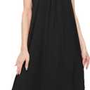 GYS Bamboo Viscose Sleeveless Nightgowns for Women Soft Full Slip Lounge Dress (Small, Black)