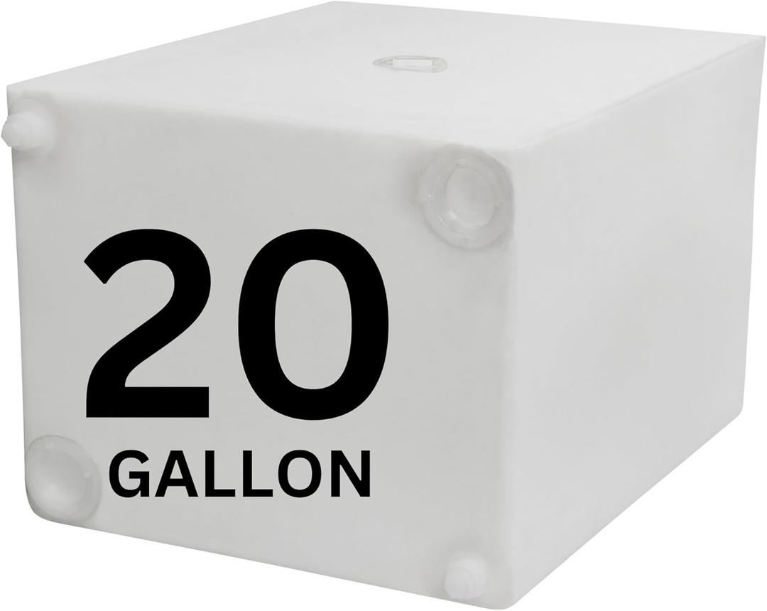 20 Gallon RV Fresh Water Tank, Potable Water Storage Tank for Drinking, Cooking, Cleaning, Showering, for Campers, Trailers, Motorhomes, RVs, Cube Shape, 21" x 17" x 14" (WT-5546)