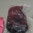 VCKOVCKO Ombre Color Natural Wavy Bob Wig With Air Bangs Short Bob Wigs Women's Shoulder Length Wigs Black to Pink Purple Curly Wavy Synthetic Cosplay for Girl Colorful Wigs(12", Black to WineRed)