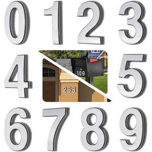 4 Inch Mailbox Numbers, Address Number Stickers for Front Door, House Floor, Gate, Street, Chrome Plating, Silver Shiny. (4" 10 Pack (0-9), Silver) 4 Inch Mailbox Numbers, Address Number Stickers for Front Door, House Floor, Gate, Street, Chrome Plating, Silver Shiny. (4" 10 Pack (0-9), Silver)