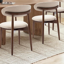 COLAMY Wooden Dining Chairs Set of 2, Modern Fabric Upholstered Dining Room Chair, Farmhouse Kitchen Side Chairs with Foot Pegs, Beige