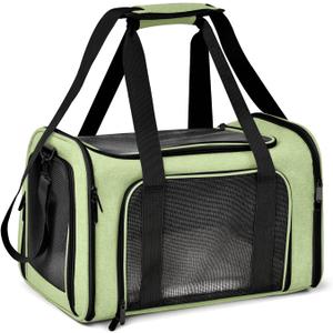 Henkelion Pet Carrier for Small Medium Cats Dogs Puppies up to 15 Lbs, Airline Approved Small Dog Carrier Soft Sided, Collapsible Travel Puppy Carrier - Green (17.0"L x 11.0"W x 11.0"H)