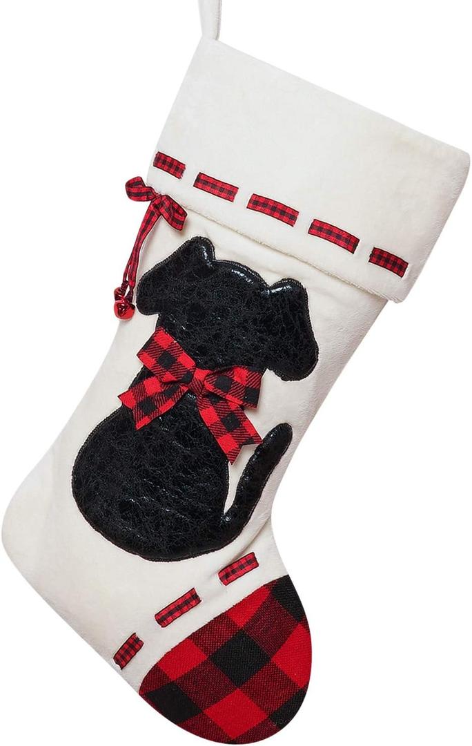 Dog Christmas Stocking 19 Xmas Pet Hanging Stockings with 3D Leather Dog Pattern Oversize Handmade Xmas Fireplace Hanging Stockings Decorations for Family Holiday Season Party Decor Pets Gifts