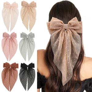 6 PCS Hair Bows for Women, Big Bow Hair Clips for Girls Thick Thin Hair, Silky Satin Hair Bow Clips Oversized, Large Cute Aesthetic Hair Accessories Holiday Gifts (Multi Color)