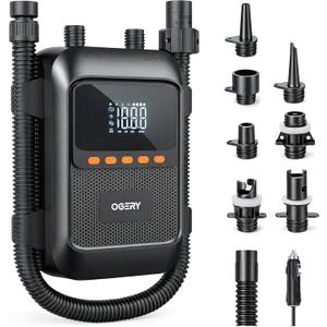 OGERY Paddle Board Electric Pump with Safe & 30% Faster Dual Stage Inflation & Deflation, Up to 20PSI, Smart Auto-Off and Powerful Rechargeable Compact Air Pump for Sup Inflatable Beds Tent Boats