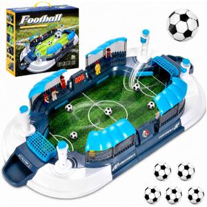 Mini Foosball Table for Kids, Tabletop Soccer Game with Light Up Scoreboard, Portable Family Party Game for Boys and Girls Ages 3-12