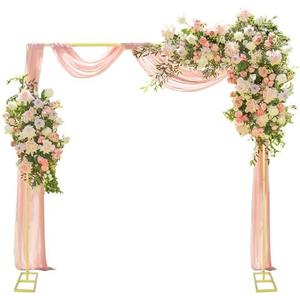 Hanna Roberts 6.5FT Wedding Arch Backdrop Stand, Square Balloon Arch Stand Adjustable Photo Booth Decor for Ceremony, Birthdays, Baby Showers, Christmas Parties, Anniversaries (Gold)