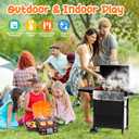 CUTE STONE Cooking Toy BBQ Set, 2 Layers Kids Grill Playset with Play Food, Pretend Smoke Sound and Light, Kitchen Accessories Utensils Toy, Outdoor Camping Barbecue Toys Gift for Toddlers Girls Boys