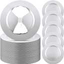 Zhehao 100 Pcs Charger Plates Bulk 13 Inch Round Wedding Chargers Plastic Plate Dinner for Wedding Party Baby Shower Table Setting Event Decoration(Silver)