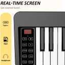 Finger Dance 61 Key Folding Piano Keyboard, Upgrand Imitation Wood Texture Keyboard Portable Piano, Bluetooth & MIDI, Foldable Keyboard Piano for Beginner - Deep Black