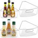 JEISSLIA Lazy Susan Cabinet Organizer Bins for 26"/ 28"/ 32" Diameter Corner Organizer, Plastic Cabinet Storage Bin, 1/8 Wedge - Food Safe, BPA Free, with Non-Slip Pads (for 26" Diameter, 4 Pack)