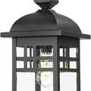 Emliviar 20" Farmhouse Outdoor Pendant Light, Large Outdoor Hanging Light for Porch Gazebo, Black Finish Aluminum with Seeded Glass Shade, DE279H-M BK (Large - 1 Pack)