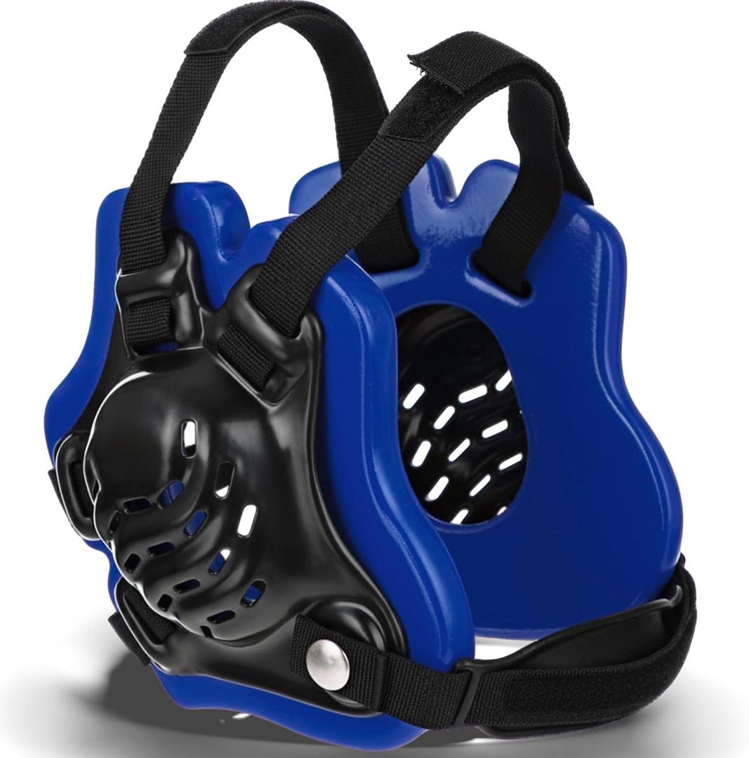 Wrestling Headgear Youth Kids Head Gear with MMA Cup Earguard for Men Youth Boxing MMA BJJ Jiu Jitsu (Black Blue)