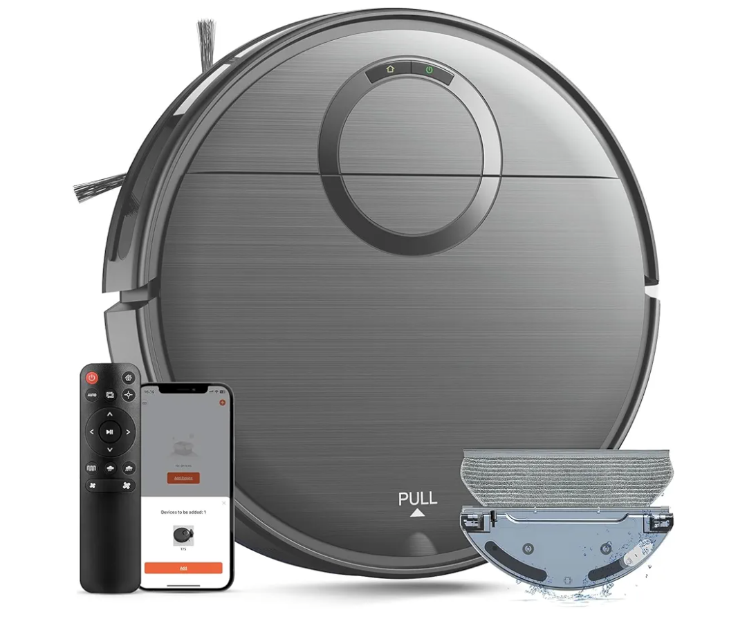 MAMNV Robot Vacuum and Mop Combo, 2 in 1 Mopping Robotic Vacuum Cleaner with Max Suction 2000Pa, Schedule, Wi-Fi/App/Remote, Self-Charging, Slim, Ideal for Pet Hair, Low-Pile Carpet, Hard Floor