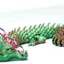 2 x 17.8inch 3D Printed Dragon Model,Flexible Realistic Articulated Animal Fidget Toys,Mystery Figurines Gifts for Easter,Executive Desk Funny Dcor and Festival Collectible (RG)