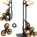 VEVOR Stair Climbing Cart 440 lbs, 330 lbs Stair-Climbing Capacity, Heavy-Duty Folding Trolley Cart with Telescoping Handle, 6 Wheels and 2 Bungee Cords for Home, Groceries, Warehouse (23.6" x 18.1" x 42.9")