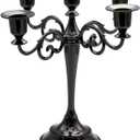 Black Candelabra Candle Holders for Pillar Candles 10.6 inch Tall, 5 Candle Candlestick Holder for 1/2-1 inch Taper Candles Halloween Candelabra Decoration Easy Assembly, (Black)