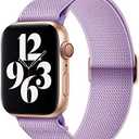 AMANECER Stretchy Nylon Watch Bands Compatible with Apple Watch Series 9/8/7/6/5/4/3 SE 2/1, Adjustable Braided Elastic Sport Loop Rugged Straps for iWatch Women Men (Lavender Purple, 38/40/41MM)