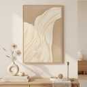 Framed Vertical Abstract Neutral Wall Art, Large Modern Minimalist Line Canvas Prints Paintings, Wabi Sabi Beige White Picture Artwork Decor for Living Room Bedroom Hallway 24x36 Inch