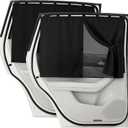 Car Window Shades, 2 Pack Magnetic Double Layer Window Shade for Baby in Car, Adjustable Privacy Blackout/See-Through Back Window Curtains for Baby Kids UV Protection