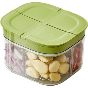 Seasoning Spice Containers with Flip-Top,Fresh-Keeping Storage Box with Silicone Sealing Rings,4-Compartment for Spices Dispenser,Condiment Organizer for Home Restaurant Camping Cooking BBQ (Green)