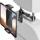 Tryone Car Headrest Tablet Holder Mount Stretchable Backseat Tablets Stand for Kids, Car Seat Mounts Compatible with iPad Pro 12.9 Air Mini, iPhone, Galaxy Tab, Switch, All 4.7-12.9" Screen Devices (Black)