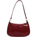 Patent Leather Clutch Purse Shiny Evening Handbags for Women Armpit Santa Shoulder Bag MINI Christmas Hobos (Wine Red)