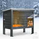 Suteck Heated Outdoor Cat House, Plastic Cat House Weatherproof, Elevated Feral Cat Shelter for Winter, Outside Cat House with Heated Pad