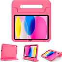 ProCase Kids Case for iPad A16 11th Generation 2025/iPad 10th Generation 2022 with Pencil Holder, iPad 11/10 Case Shockproof Lightweight Cover with Stand Convertible Handle for Children -Pink