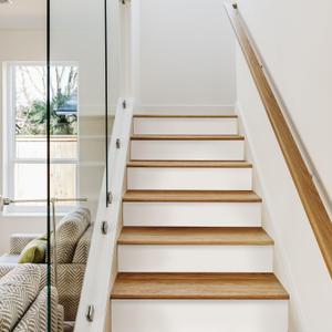 funlife 13PC Self-Adhesive Vinyl Stair Riser Stickers w/Squeegee and Utility Knife, Peel and Stick Staircase Decal Contact Paper for Home Decor, 47.24"x7.09" White