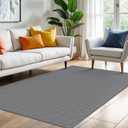 KOZYFLY Washable Area Rug 4x6 Ft Rubber Backed Rugs for Entryway Bedroom Throw Rugs Boho Entry Rug, Cotton Braided Floor Carpet for Dining Room Living Room, Grey/Charcoal Grey