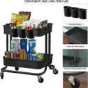 Melody House 2-Tier Utility Rolling Cart Storage Sofa Side Table with Wheels, Mobile Trolley Organizer with for Office Home Kitchen Organization, Black