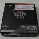 MSI A520M-A PRO Gaming Motherboard (AMD Ryzen 5000, AM4, DDR4, PCIe 3.0, SATA 6Gb/s, M.2, USB 3.2 Gen 1, DVI/HDMI, Micro-ATX)