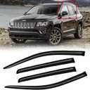 Window Visor for 2007-2016 Jeep Compass, Out-Channel Rain Guards Shields Vent Deflector Shade Wind Dark Smoke 2008 2009 2010 2011 2012 2013, Tape-On Outside-Mount, 4PCS