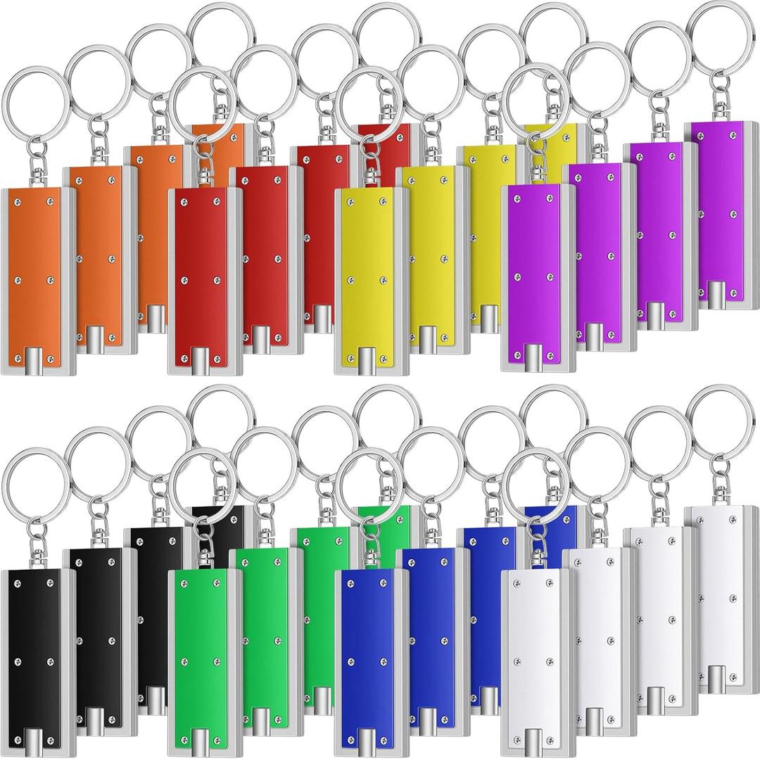 Hicarer 32 Pieces Flashlights Keychain Bulk Mini Powerful LED Keychain Lights Portable Flashlight for Emergency Camping Outdoor Equipment Party
