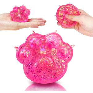 ZTATU Cat Paws Stress Balls for Kids (1PCS) Squishy Fidget Toys Squishy Sugar Ball, Party Favors Squeeze Ball Stress Relief Toy, Sensory Toys for Autistic Children, Goodie Bags Stuffers (Pink)