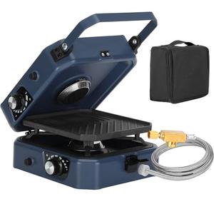 Upgraded 2 Burner Propane Stove Compatible with Propane Cylinders, 2 Burner Camp Stove with Griddle and 16000 BTU Adjustable Burners, Portable Camping Stove Propane with Carry Bag & Handle for Camping