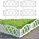 Sungmor Plastic Garden Fence Border Set - Lightweight Decorative Landscape Edging Panels, White Flower Bed Lawn Border - Easy Install for Soft Soil, 4 Pack (Each Piece - 23.6" L,13.8" H with Stake)