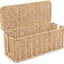 Cable Management Box, Handmade Rattan Cable Organizer, 2 Open Slots Cords Hider Box, Under Desk Cord Organizer for Computer Router USB Hub & Power Strip, Patent Pending, 13" x 5.1" x 5.1", Natural