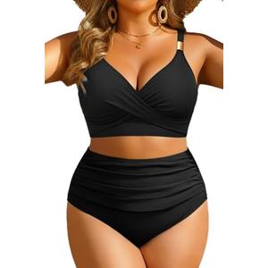 Aqua Eve Plus Size Two Piece Swimsuit - Women High Waisted Bikini Tummy Control Bathing Suit 2025 Swimwear, 12 W