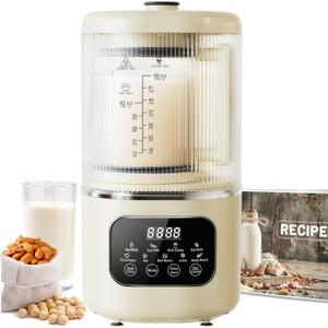 Automatic Nut Milk Maker, 50oz Soybean Milk Machine Low Noise Homemade Plant-Based Oat Almond Milk Maker with Auto Clean/Timer/BoilWater/Keep Warm