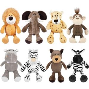 9 Pieces Safari Stuffed Animals Plush Jungle Animal Toys 9.8 Inch Zoo Stuffed Animals Set Cute Plush Toys for Animal Themed Parties Teacher Student Award, 9 Styles