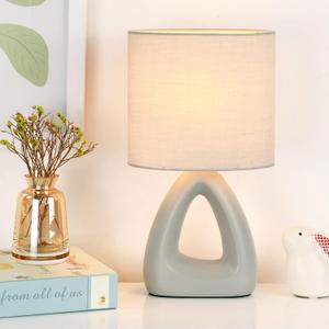Lampwell LILA Small Modern Ceramic Table Lamp, Light Grey, 6.7x3.94xH11.8IN, Bulb Excluded, Bedside & Living Room, Kids & Night Table Lamp