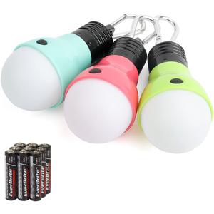 EverBrite 3-Pack Camping Lights - 3 Lighting Modes, Portable LED Bulbs Ideal for Kids Adventure Activities, Backpacking, Camping, Picnic, Emergency and More, 3 x AAA Batteries Included