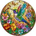 Round Hummingbird Puzzles for Adults 1000 Pieces, Beautiful Bird Flower Jigsaw Puzzles 1000 Pieces for Adults, Fun Puzzles with Letters On Back, Challenging Game Toys (26.5 * 26.5in)