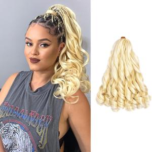 French Curly Braiding Hair 613# Short French Curl Braiding Hair With Curly Ends Hair Extensions Braids Crochet Hair for Women (12 inch,8 packs,613#)