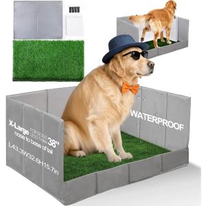 HQ4US Dog Grass Pad with Integrated High Wall Tray, Litter Box Indoor Potty