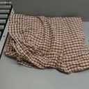 Coffee Plaid Ruffled Table Cover Linen Rectangle Gingham Tablecloth Classic Farmhouse Vintage Checkered Table Cover Decorative Buffalo Plaid for Home Holiday Party 86 x 60Inches