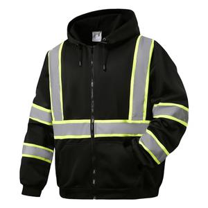 SKSAFETY Hi Vis Work Safety hoodies for Men - Class 3 High Visibility Reflective Hoodie Jacket, High Vis Zipper Hoodie with Black Bottom, Construction Sweatshirts with Pockets, Size: XX-Large